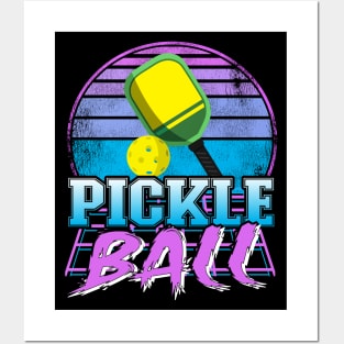 Retrowave Vaporwave Pickleball Paddle Vintage Pickle Ball Posters and Art